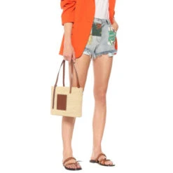 Loewe Leather-trimmed Raffia Tote