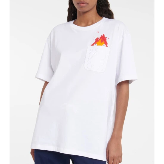 Loewe X Howl's Moving Castle Calcifer Embroidered Cotton T-shirt - Image 4