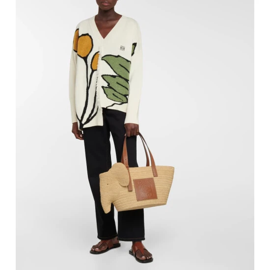Loewe Elephant Basket Raffia Tote Bag - Image 4