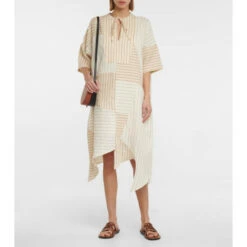 Loewe Patchwork Linen-blend Midi Dress