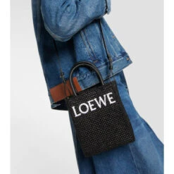 Loewe Leather-trimmed Raffia Tote Bag