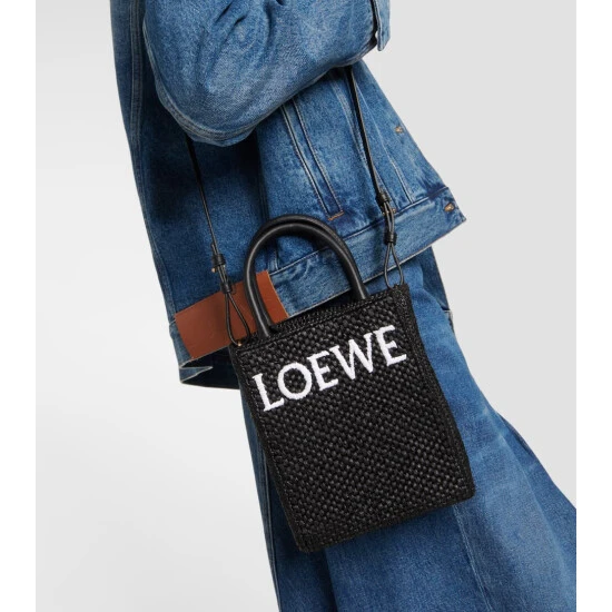 Loewe Leather-trimmed Raffia Tote Bag