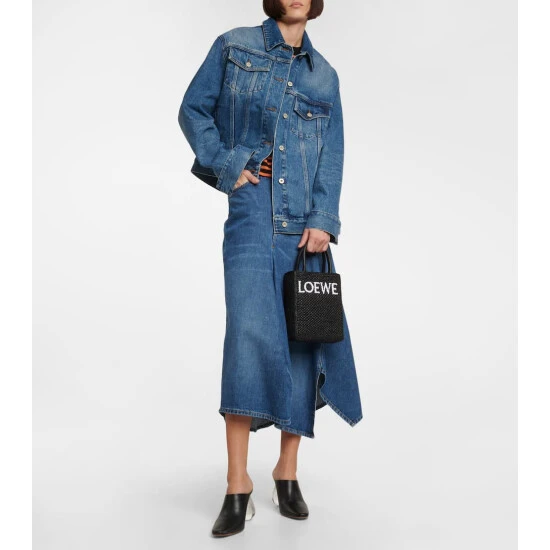 Loewe Leather-trimmed Raffia Tote Bag - Image 4