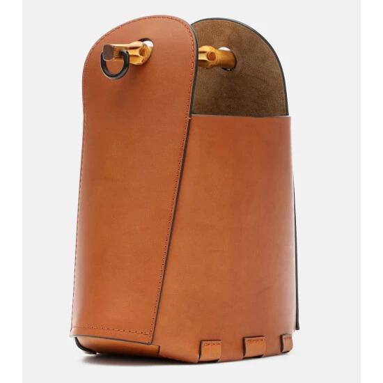 Loewe Bamboo-trimmed Leather Bucket Bag - Image 3