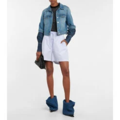 Loewe Denim And Leather Ankle Boots