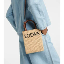 Loewe Leather-trimmed Raffia Tote Bag