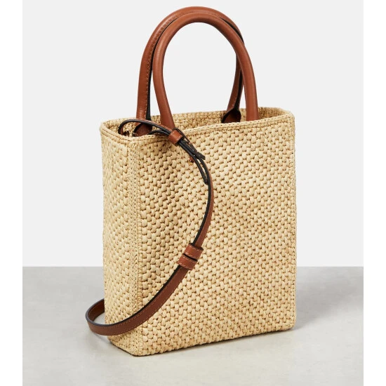 Loewe Leather-trimmed Raffia Tote Bag - Image 3