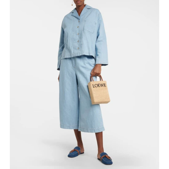 Loewe Leather-trimmed Raffia Tote Bag - Image 4