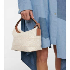 Loewe Cubi Small Anagram Leather-trimmed Tote