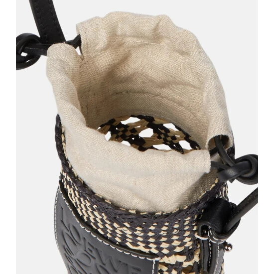 Loewe Cylinder Leather-trimmed Raffia Crossbody Bag - Image 2