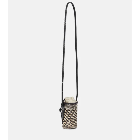 Loewe Cylinder Leather-trimmed Raffia Crossbody Bag - Image 3