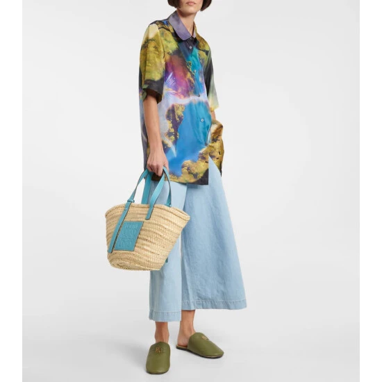 Loewe X Howl's Moving Castle Medium Leather-trimmed Basket Tote - Image 4