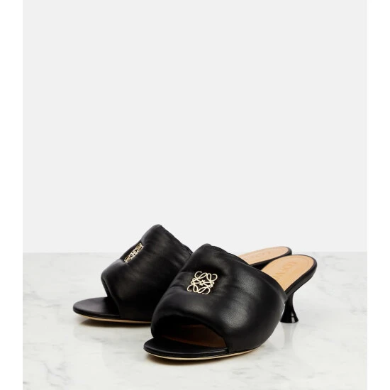 Loewe Anagram Padded Leather Mules - Image 4
