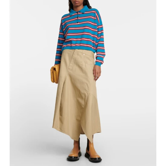 Loewe Asymmetrical Cotton And Linen Midi Skirt