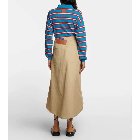 Loewe Asymmetrical Cotton And Linen Midi Skirt - Image 2