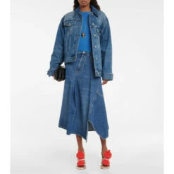 Loewe Asymmetric Denim Midi Skirt