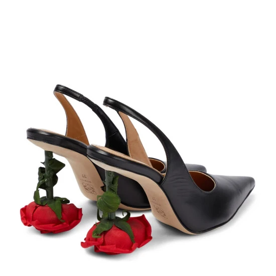 Loewe Rose-heeled Leather Slingback Pumps - Image 2