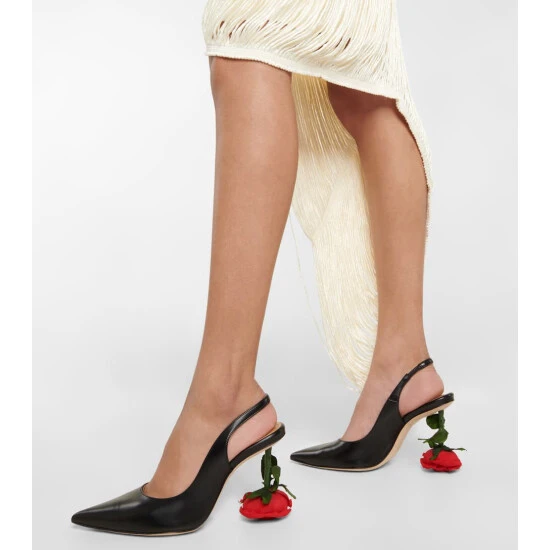 Loewe Rose-heeled Leather Slingback Pumps - Image 3
