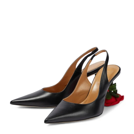 Loewe Rose-heeled Leather Slingback Pumps - Image 4